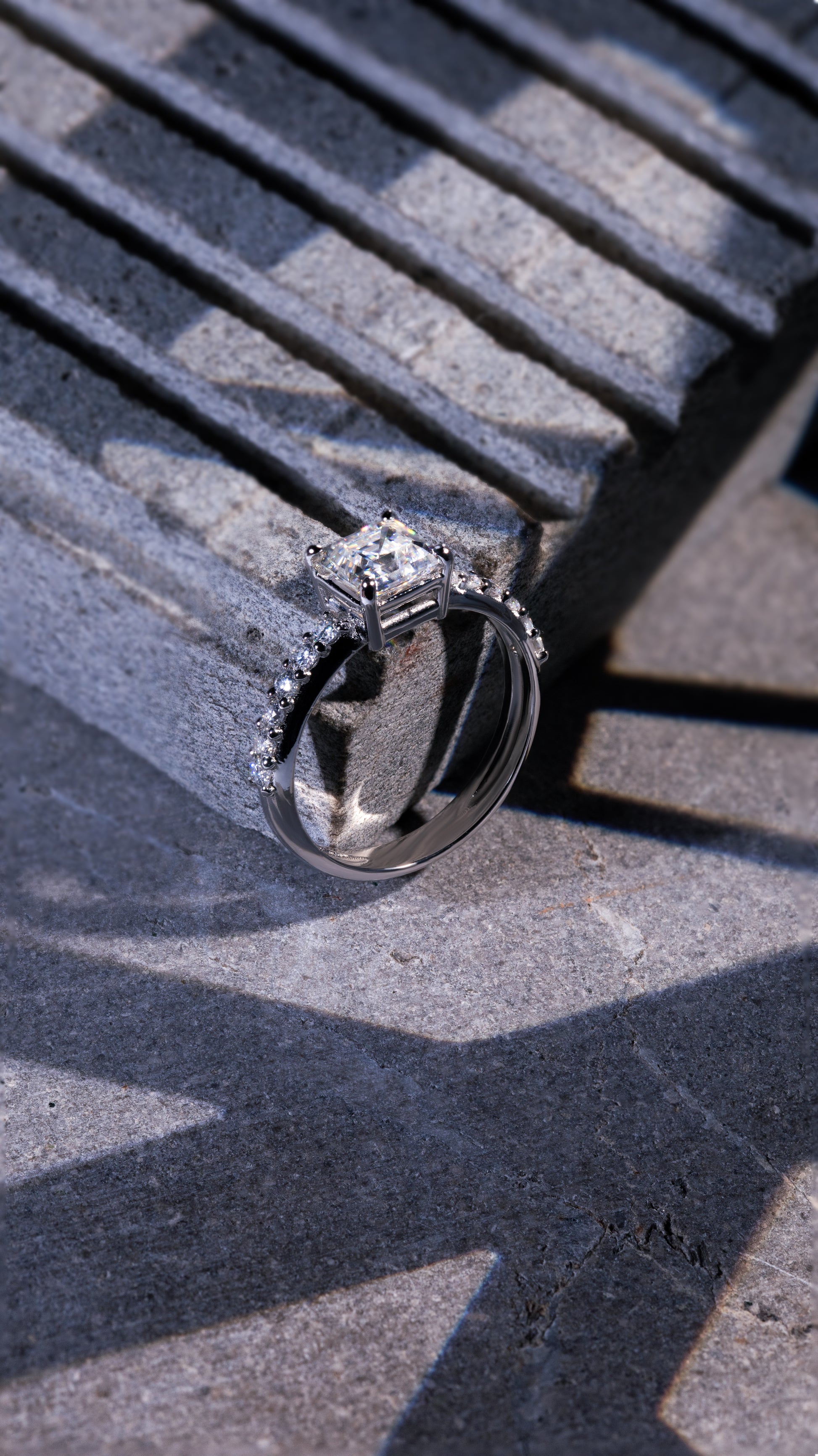 Nova Asscher Moissanite Engagement Ring