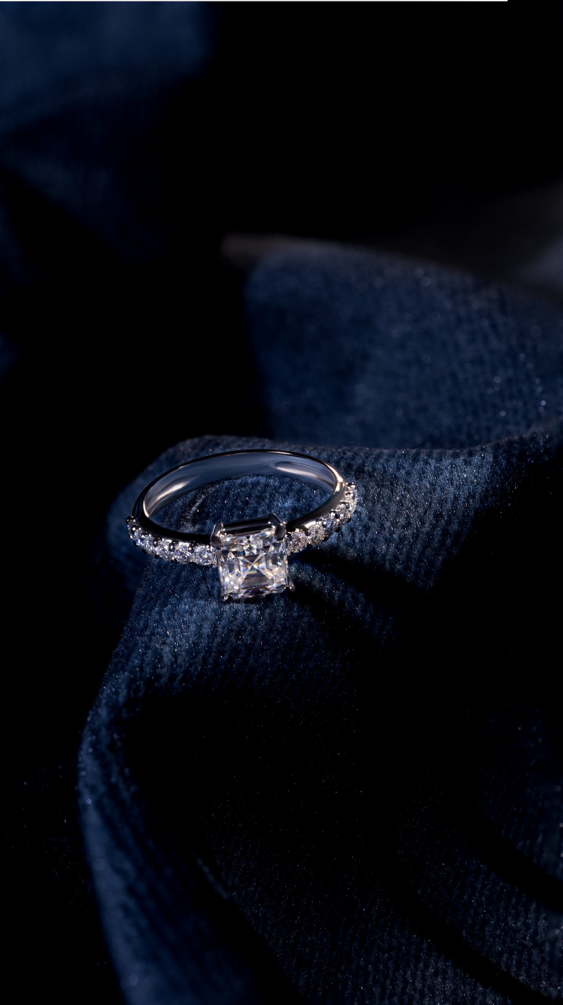 Nova Asscher Moissanite Engagement Ring