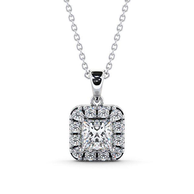 Princess Cut Moissanite Pendant with Round Cut Halo