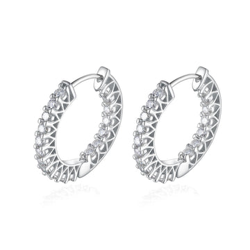 Round Cut Moissanite Hoop Earrings, Petite Huggie