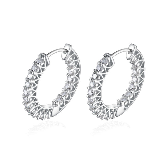 Round Cut Moissanite Hoop Earrings, Petite Huggie