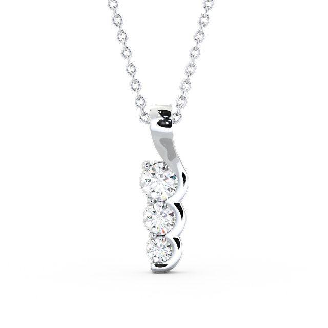 3 Stone Round Cut Moissanite Pendant, Drop Style Semi-Bezel Setting