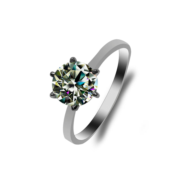 2 Carat Solitaire Moissanite Engagement Ring in 6 Prong Setting