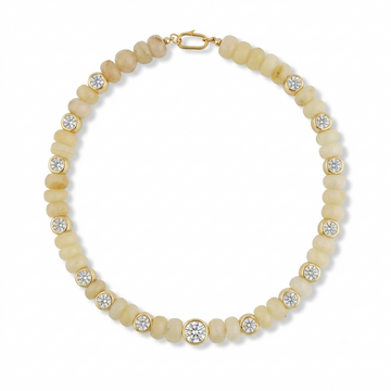 Jumbo Yellow Jade and Moissanite Gemstone Necklace