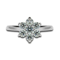 6 Stone Moissanite Engagement Ring, Round Cut Flower Shape