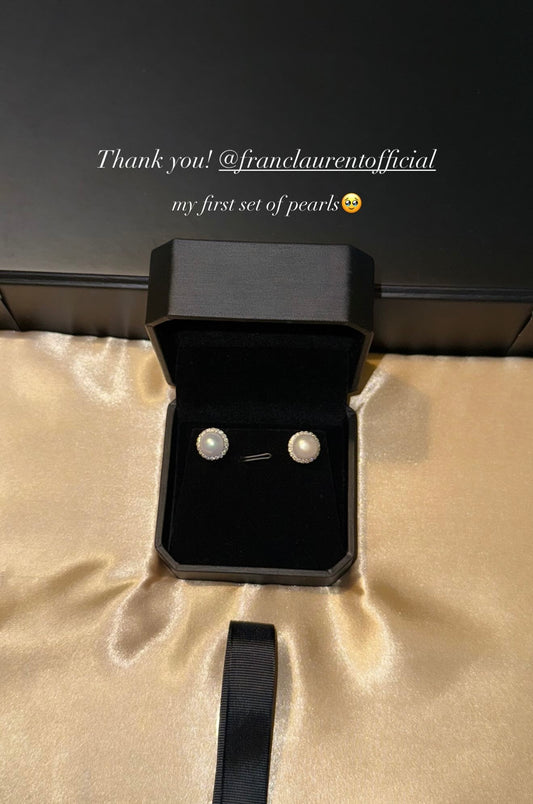 Round pearl and Moissanite Earrings