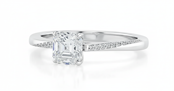 Asscher Cut Moissanite Engagement Ring, Elegant Classic Style