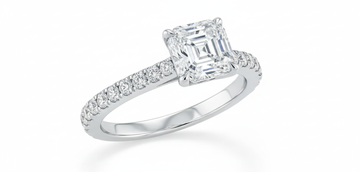 Asscher Cut Moissanite Engagement Ring, Graceful Classic Design