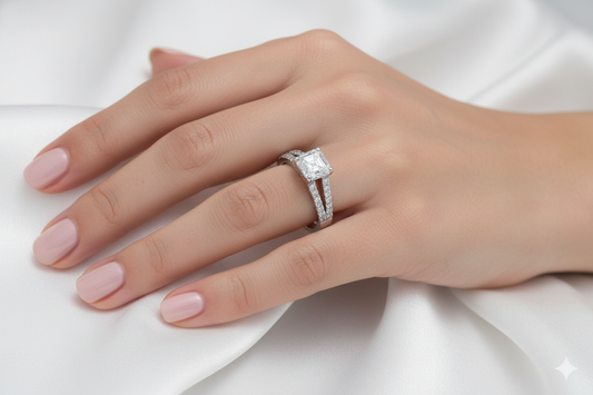 Asscher Cut Moissanite Engagement Ring, Timeless Classic Design

