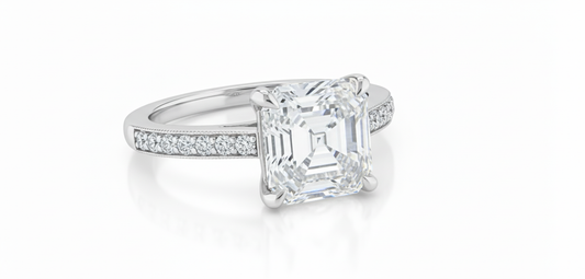 Asscher Cut Moissanite Engagement Ring with Classic Elegance