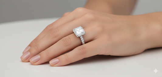 Asscher Cut Moissanite Engagement Ring with Classic Elegance