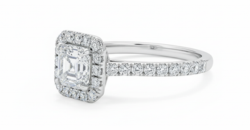 Asscher Cut Moissanite Engagement Ring with Classic Halo Setting