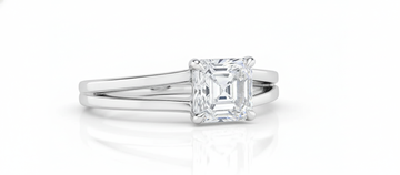 Asscher Cut Moissanite Engagement Ring with Split Shank Design