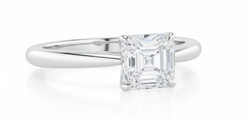 Asscher Cut Moissanite Engagement Ring with Vintage Classic Style

