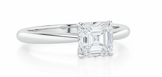 Asscher Cut Moissanite Engagement Ring with Vintage Classic Style

