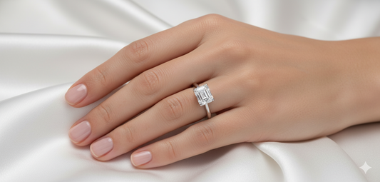 Asscher Cut Moissanite Engagement Ring with Vintage Classic Style

