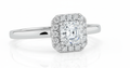 Asscher Cut Moissanite Halo Engagement Ring in Timeless Style