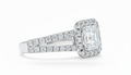 Asscher Cut Moissanite Halo Engagement Ring with Split Shank Band