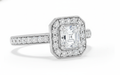 Asscher Cut Moissanite Halo Ring, Classic and Elegant Design

