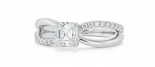 Asscher Cut Moissanite Ring in Refined Classic Style