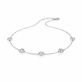 Bezel Set Moissanite Station Necklace with Adjustable Links