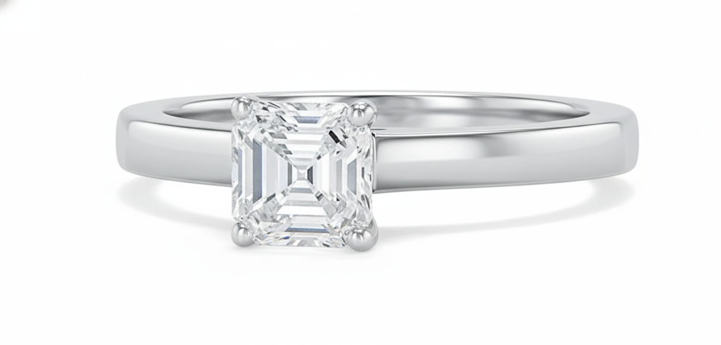 Classic Asscher Cut Moissanite Engagement Ring