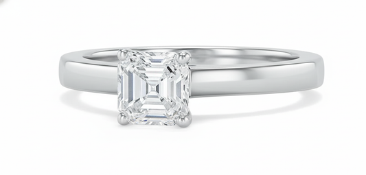 Classic Asscher Cut Moissanite Engagement Ring