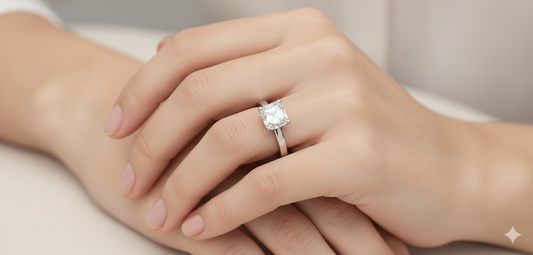 Classic Asscher Cut Moissanite Engagement Ring