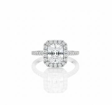 Classic Style Radiant Cut Moissanite Halo Engagement Ring