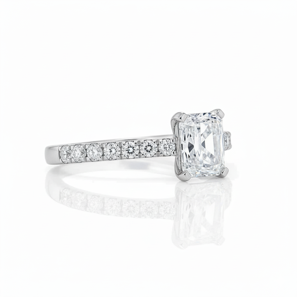 Classic Style Radiant Cut Moissanite Engagement Ring