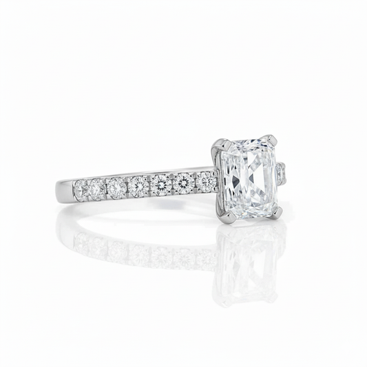 Classic Style Radiant Cut Moissanite Engagement Ring
