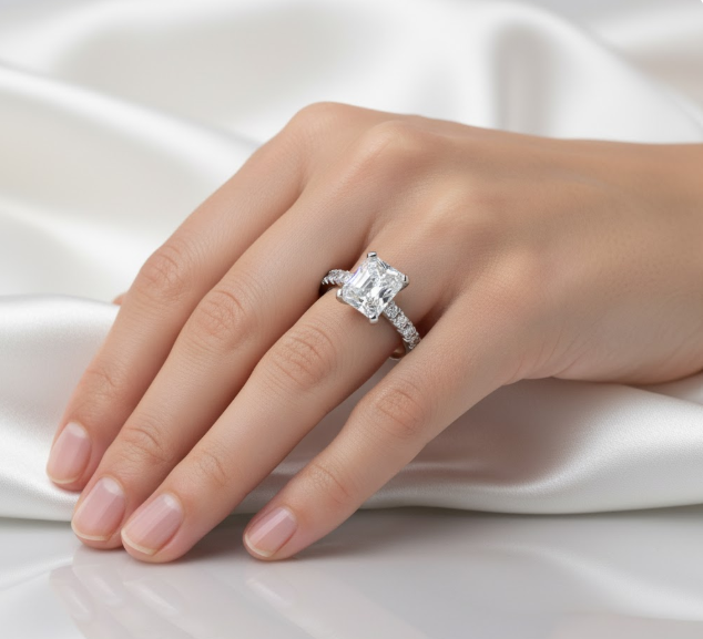 Classic Style Radiant Cut Moissanite Engagement Ring