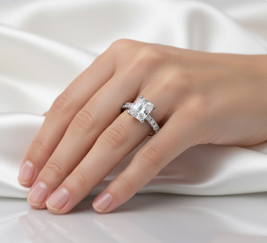 Classic Style Radiant Cut Moissanite Engagement Ring