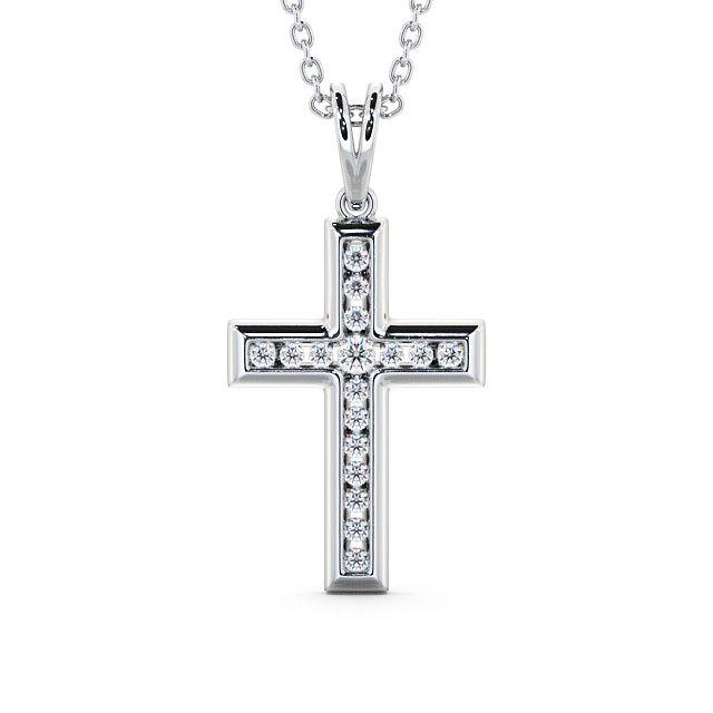 Cross Moissanite Pendant, Round Bezel Channel Setting