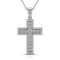 Cross Moissanite Pendant, Round Bezel Channel Setting