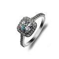 Cushion Cut Halo Moissanite Engagement Ring in Pave SettingSerenity Moissanite Engagement Ring