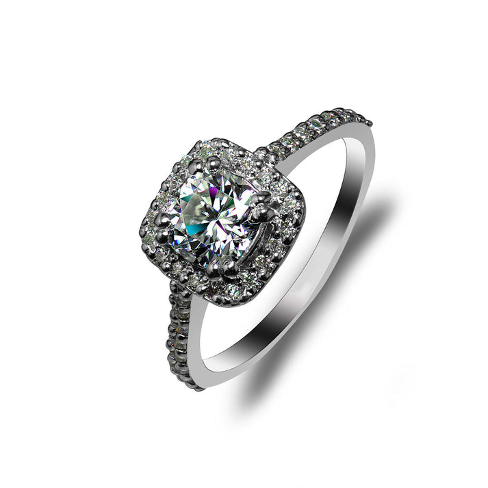 Cushion Cut Halo Moissanite Engagement Ring in Pave SettingSerenity Moissanite Engagement Ring