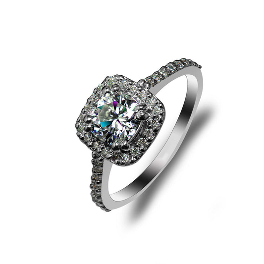 Cushion Cut Halo Moissanite Engagement Ring in Pave SettingSerenity Moissanite Engagement Ring