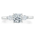 Cushion Cut Moissanite Engagement Ring, 3 Stone Style