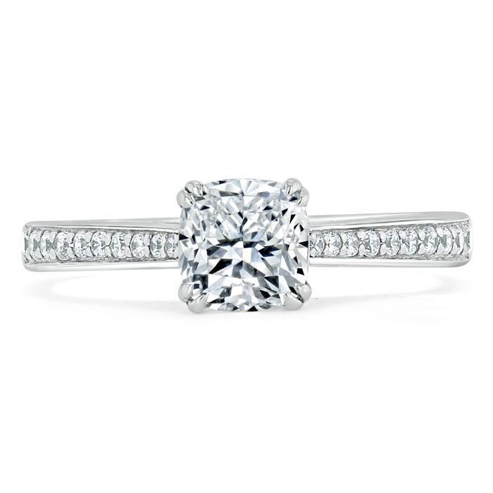 Cushion Cut Moissanite Engagement Ring, Classic Style