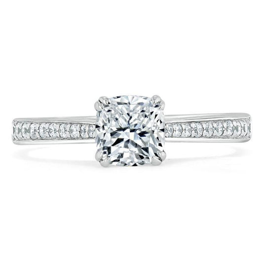 Cushion Cut Moissanite Engagement Ring, Classic Style