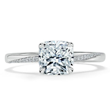 Cushion Cut Moissanite Engagement Ring, Classic Style Design