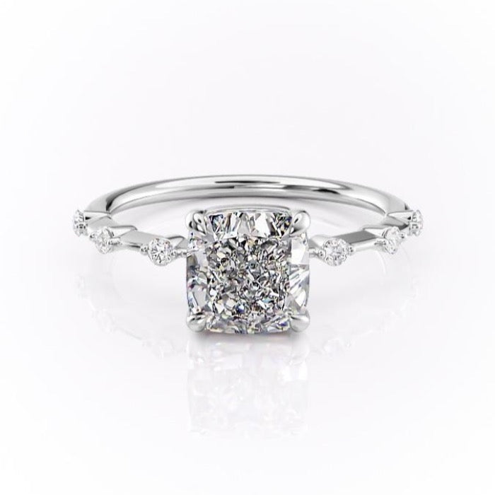 Cushion Cut Moissanite Engagement Ring, Delicate Vintage Style