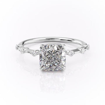 Cushion Cut Moissanite Engagement Ring, Delicate Vintage Style