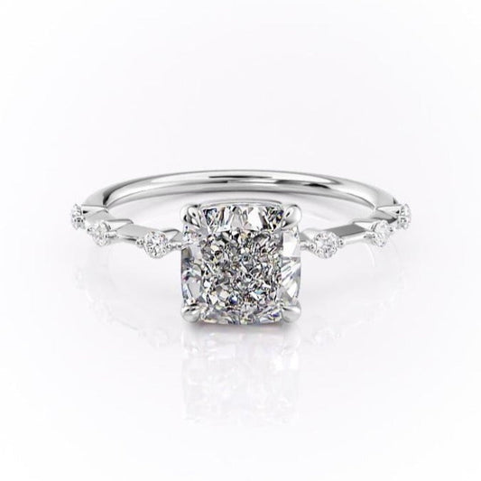 Cushion Cut Moissanite Engagement Ring, Delicate Vintage Style