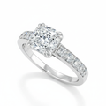 Cushion Cut Moissanite Engagement Ring, Elegant Tiffany Style