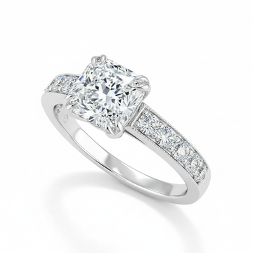 Cushion Cut Moissanite Engagement Ring, Elegant Tiffany Style