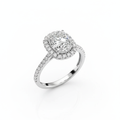 Cushion Cut Moissanite Engagement Ring, Elongated Classic Halo Style