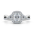 Cushion Cut Moissanite Engagement Ring, Elongated Criss-Cross Design