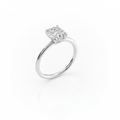 Cushion Cut Moissanite Engagement Ring Elongated Plain Band With Hidden Halo